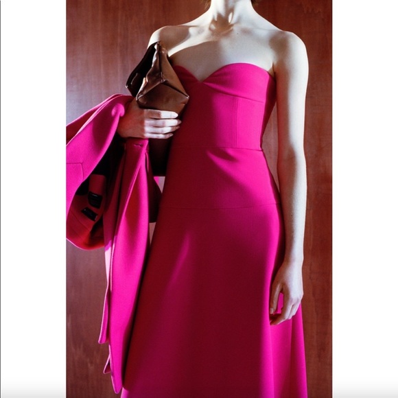 Zara Dresses & Skirts - Zara hot pink Bustier corset midi dress